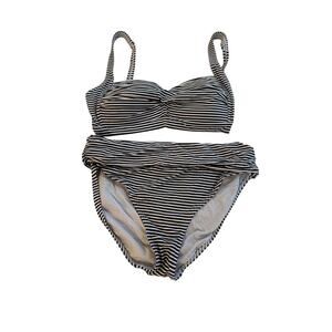 Bond-eye Australia bandeau top and high waist bottom black and white sz 6